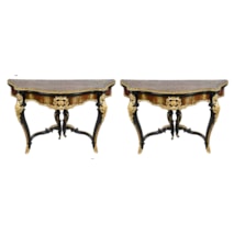 Rare pair 19th Century French Boulle card tables